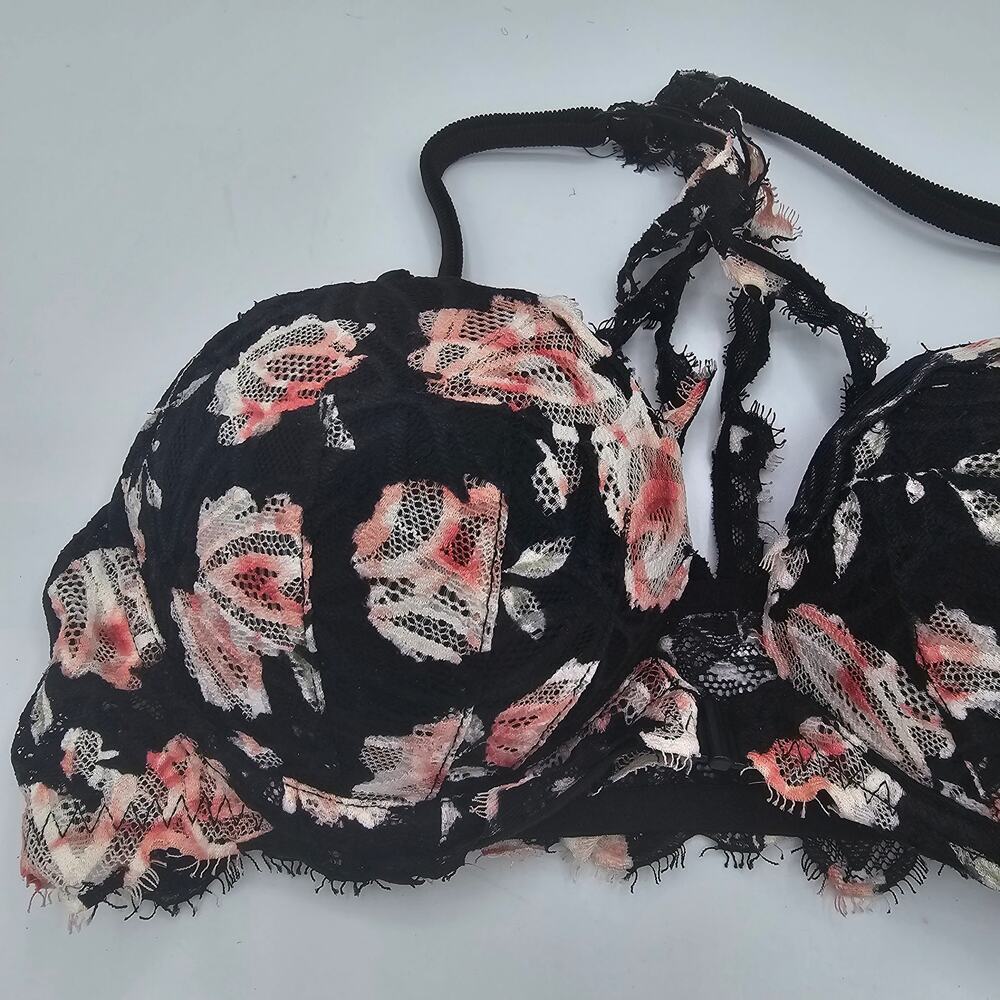 Pink Victoria Secret Floral Racerback Bra size 34B - Picture 2 of 9